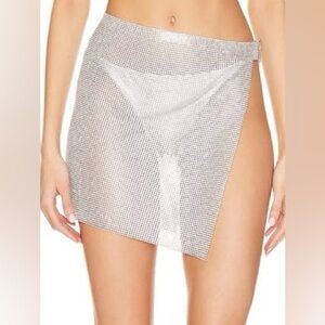 Superdown Shiny Silver Mesh Skirt
